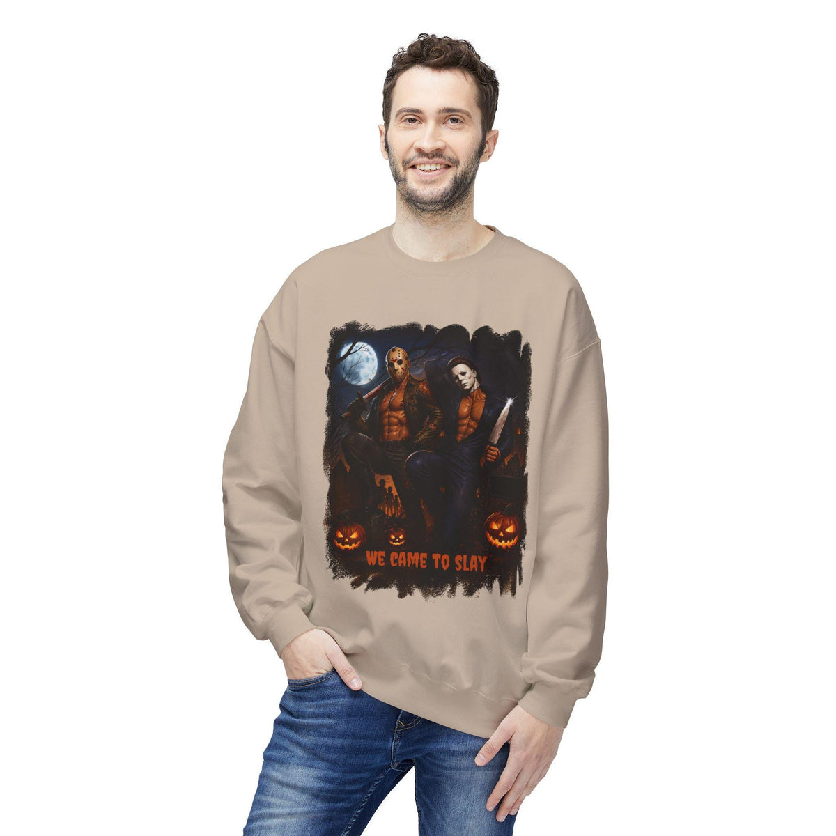 We Came to Slay Horror Icons Crewneck Sweatshirt | Halloween Pumpkin Night