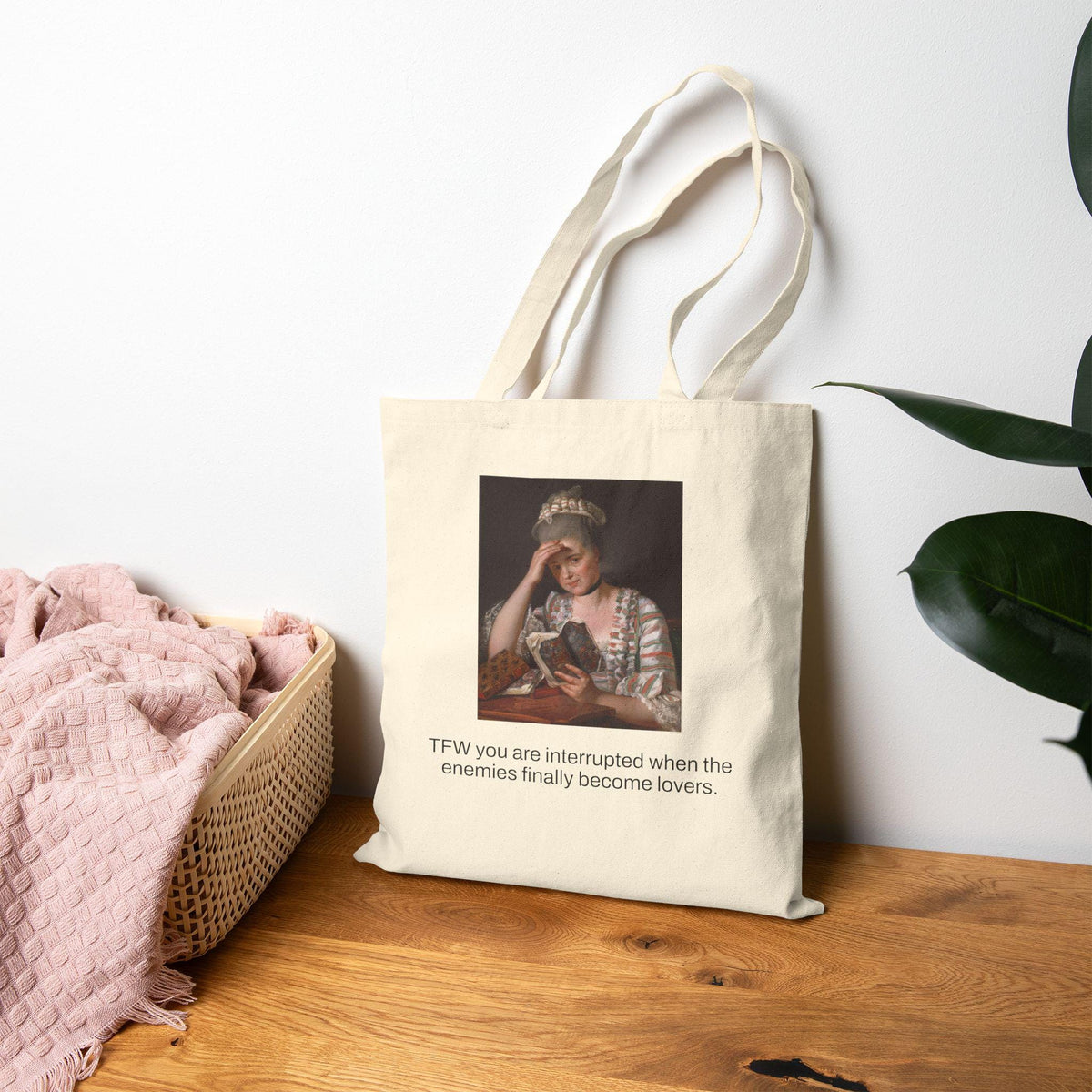 TFW You Are Interrupted When The Enemies Finally Become Lovers tote bag | bookish romance meme