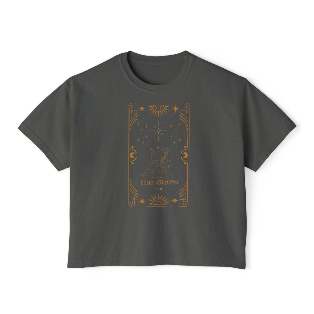 Tarot The Stars Graphic Tee | Women's Boxy Tee, mystical occult design