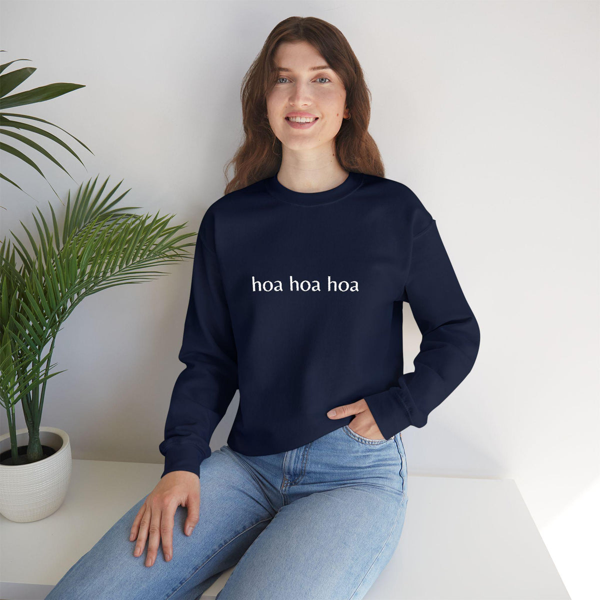 Hoa Hoa Hoa Embroidered Crewneck Sweatshirt – Cozy Bookworm Apparel