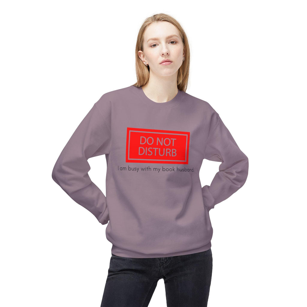 Unisex "I'm busy with my book husband" Midweight Softstyle Fleece Crewneck Sweatshirt