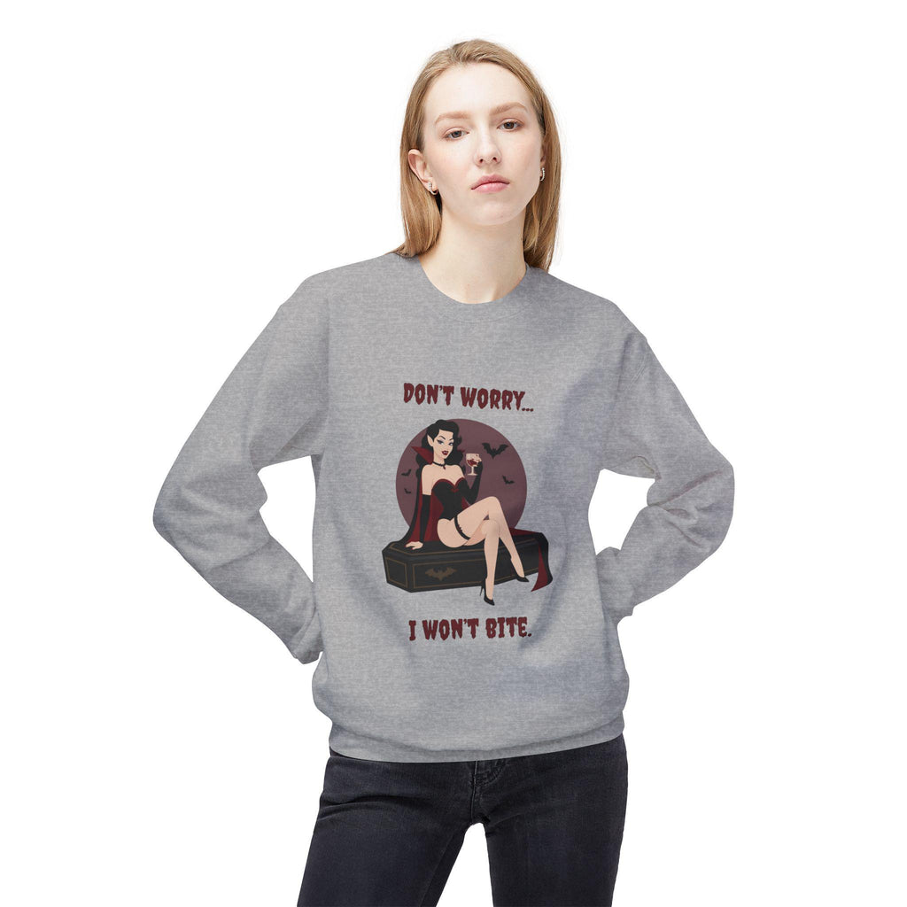 Vampire Pinup Girl Sweatshirt | Gothic Vampire Coffin Illustration