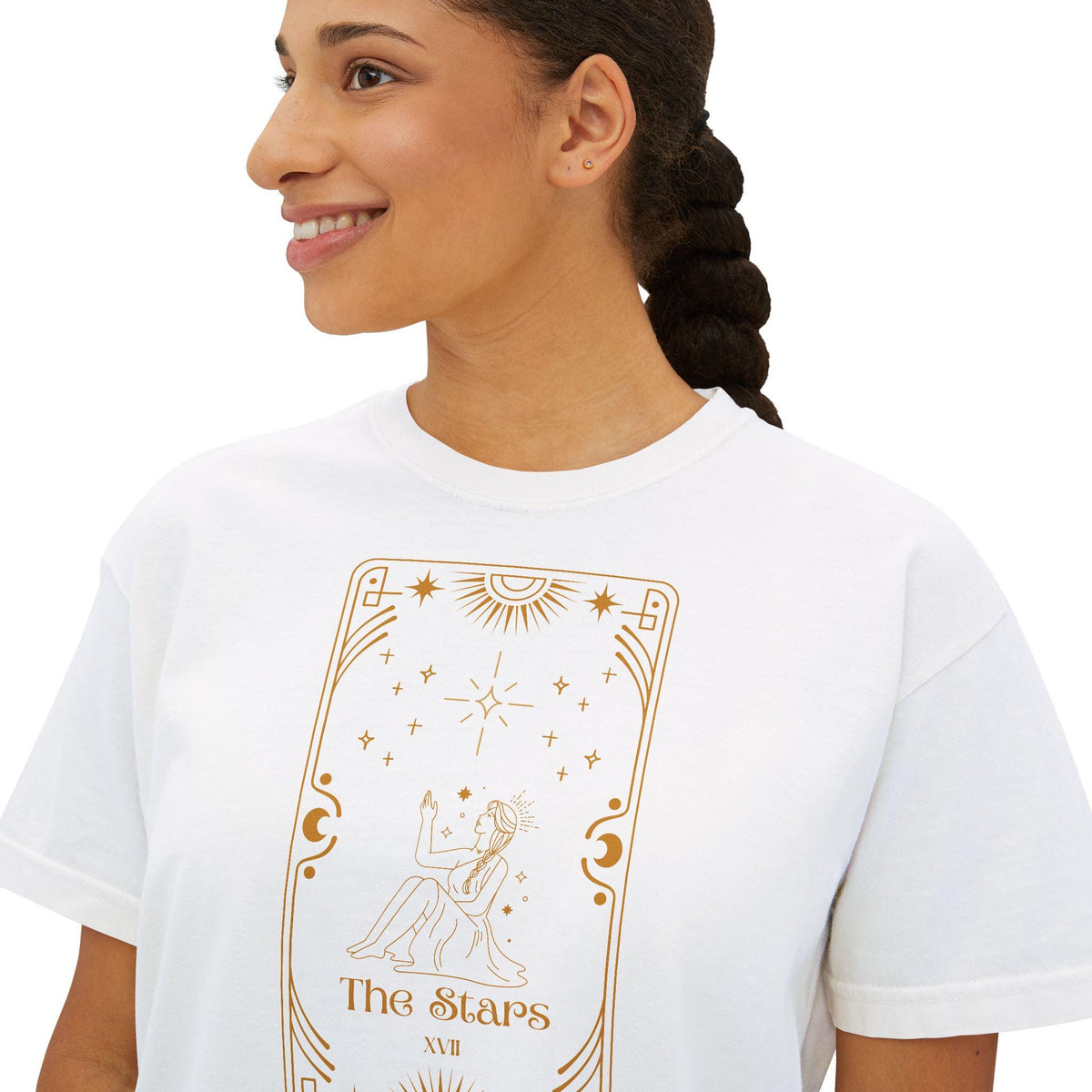 Tarot The Stars Graphic Tee | Women's Boxy Tee, mystical occult design