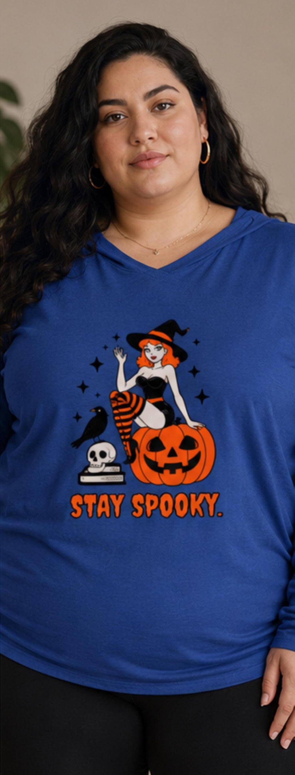 Stay Spooky Witch with Pumpkin Hoodie | Halloween Graphic Hoodie