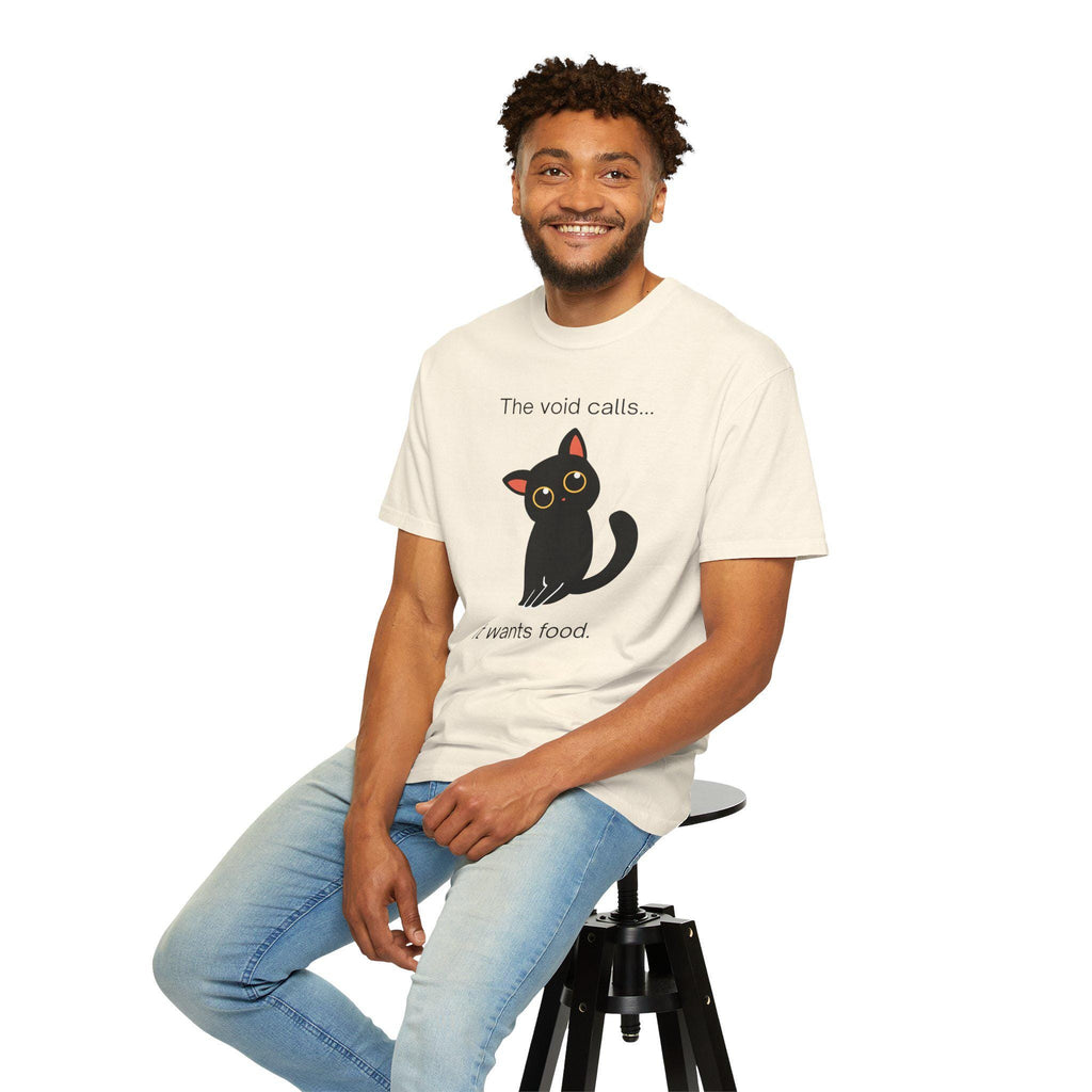 Black Cat T-Shirt | The Void Calls It Wants Food Graphic Tee