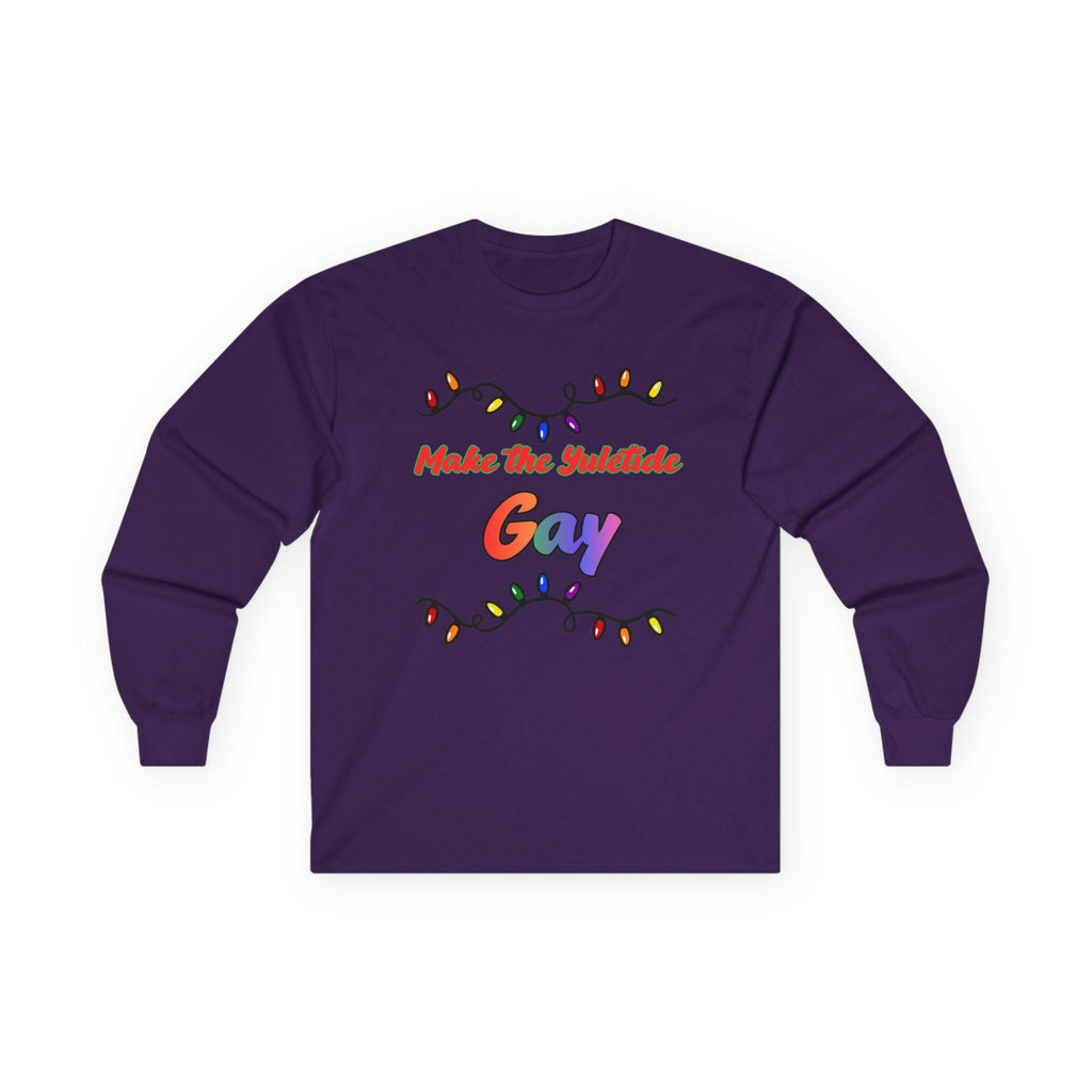 Make the Yuletide Gay Long Sleeve Tee | Rainbow Holiday Lights