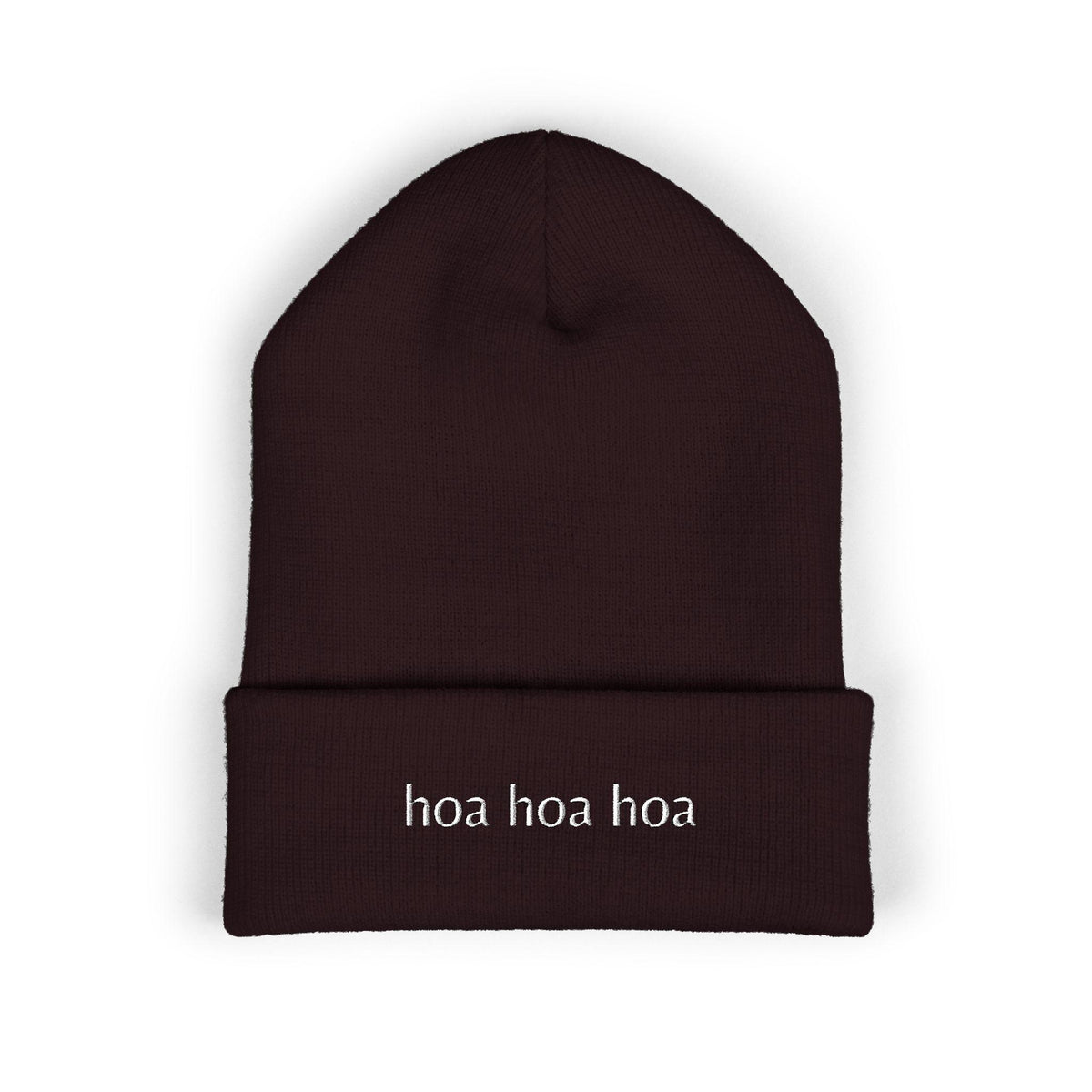 Embroidered Beanie: "Hoa" Cuffed Acrylic Hat – Spooky Season Accessory