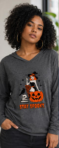 Stay Spooky Witch with Pumpkin Hoodie | Halloween Graphic Hoodie