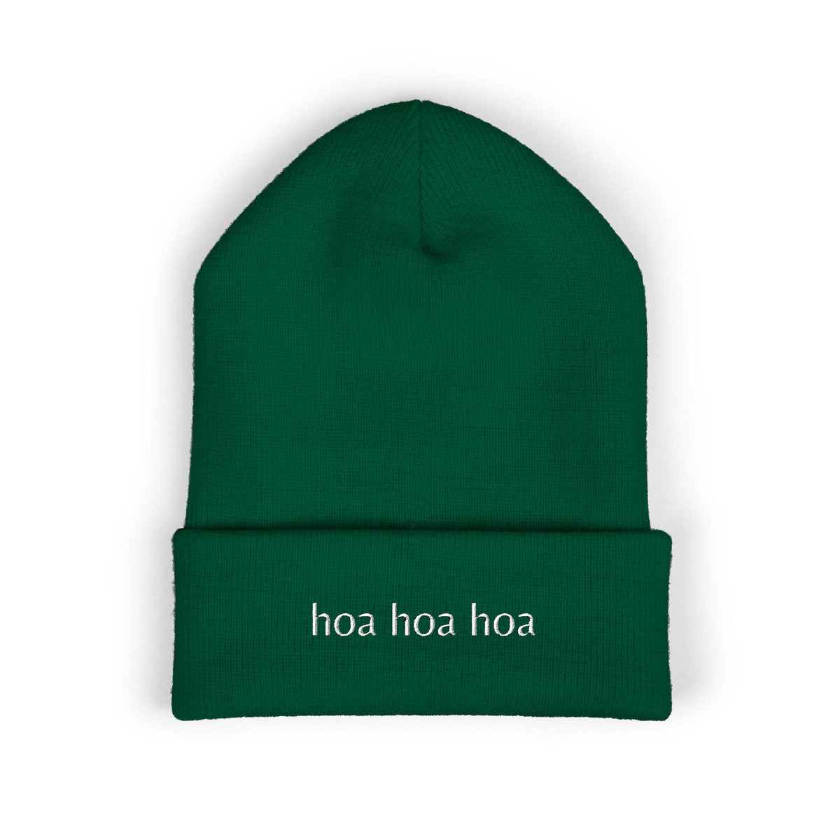Embroidered Beanie: "Hoa" Cuffed Acrylic Hat – Spooky Season Accessory