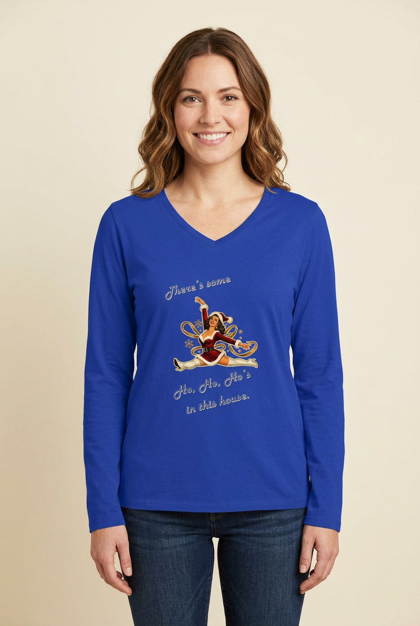 Female model wearing True Royal Mrs. Santa tee