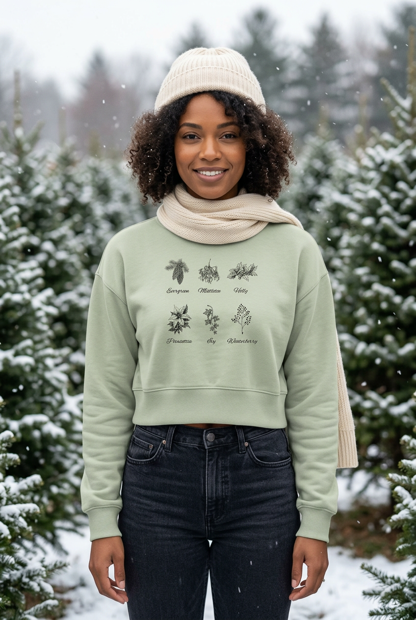 Matcha sweatshirt Christmas tree farm mockup